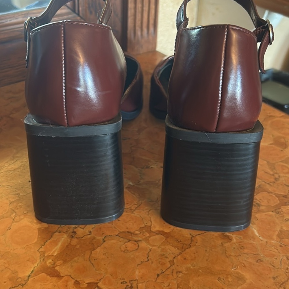 Seychelles Red Mary Jane Ankle Strap Chunky Block Heel Faux Leather Raquel Sz 10 - Picture 4 of 6